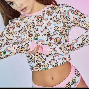 NWT Dolls Kill X Tokidoki Donutella Crop Thermal Top Sz L/XL